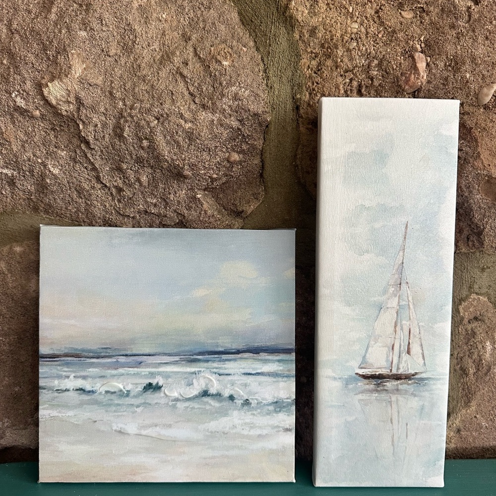Coastal Serenity Art Set - Blue and White